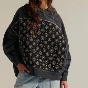Women's Gray Patterned Hoodie